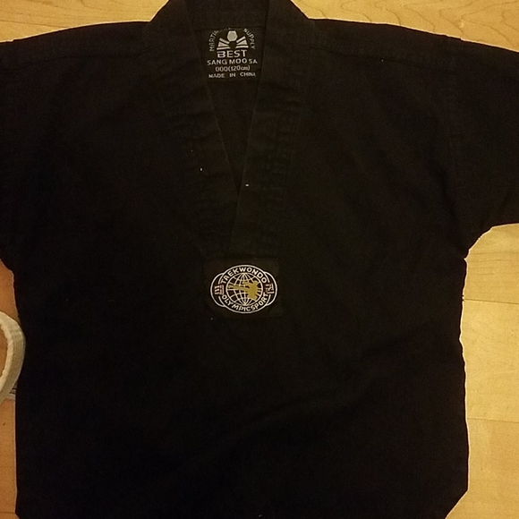 Black Taekwondo Martial Arts Outfit Kids 00 - Picture 2 of 3